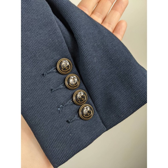 Lands End Knit Blazer Navy with Gray Trim Tailored Plus Size16 - Picture 7 of 13